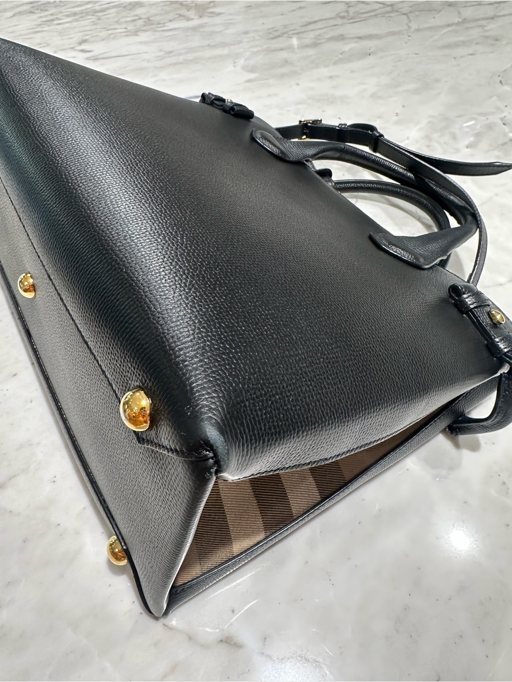 Burberry Black Leather Satchel with Gold Hardware - Picture 5 of 16